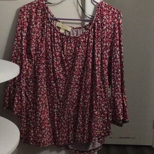Women’s Floral Scoop Neck Blouse - Pink Multi